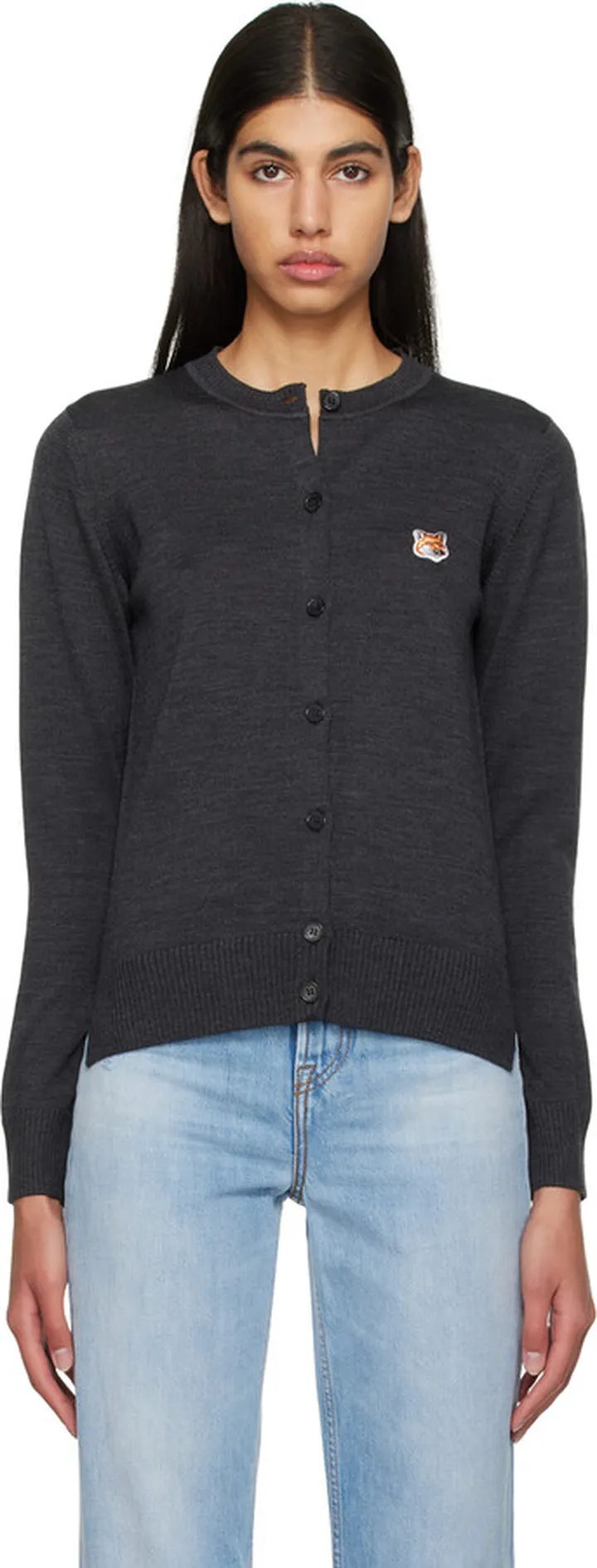 Maison Kitsuné Gray Fox Head Cardigan