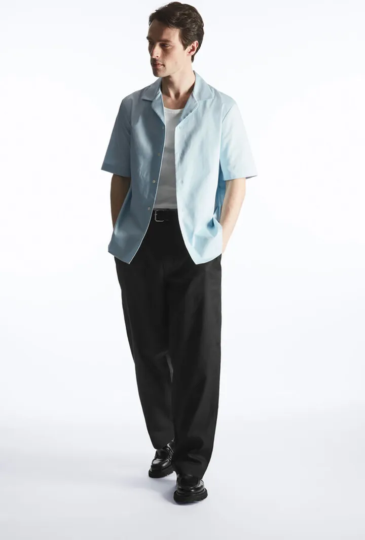 Wide-Leg Twill Trousers