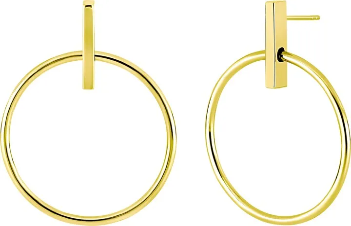 14K Yellow Gold Frontal Door Knocker Earrings