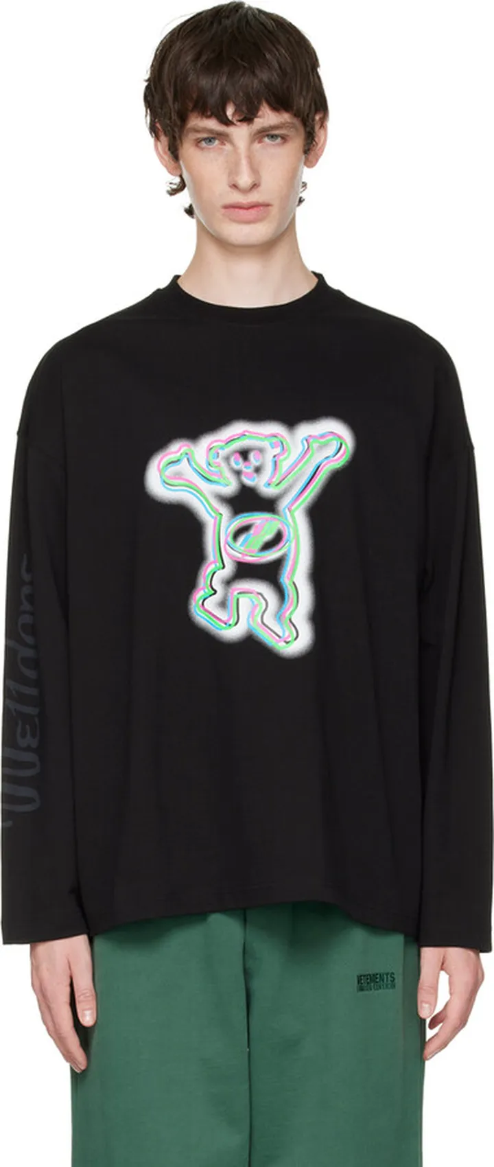 We11done Black Colorful Teddy Long Sleeve T-Shirt