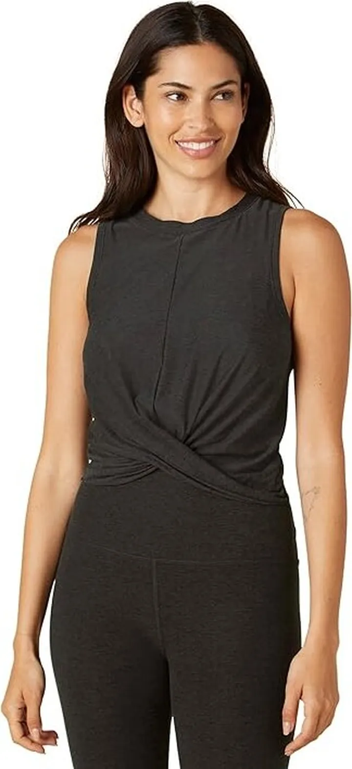 Beyond Yoga Featherweight Intersect Cropped Tank (Darkest Night) Women's Clothing