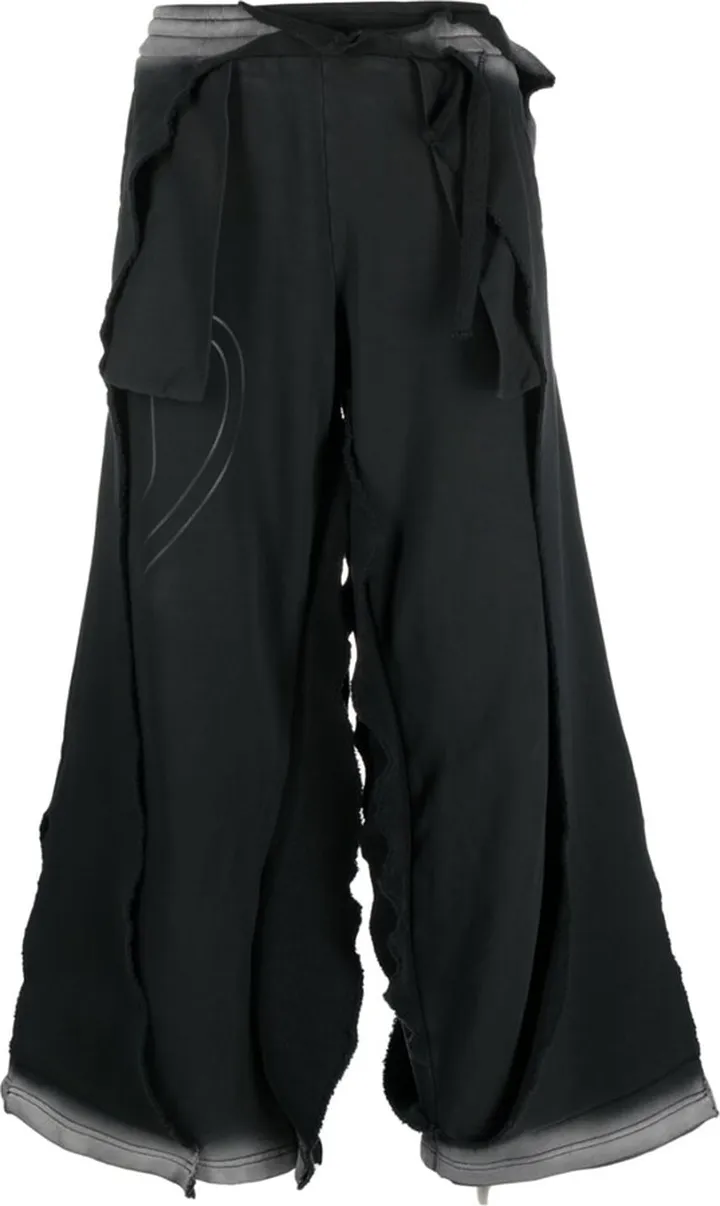 Distressed-Effect Wide-Leg Trousers