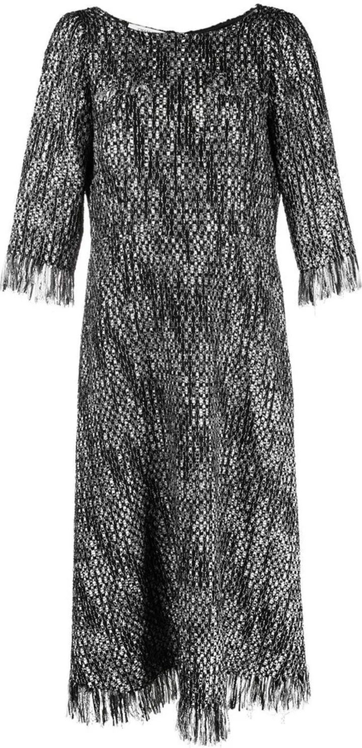 Frayed-Edge Tweed Dress