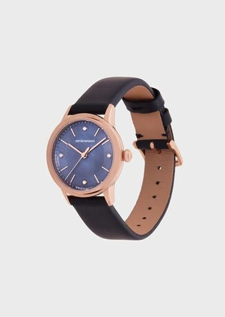 Swiss Made Automatic Blue Leather Watch