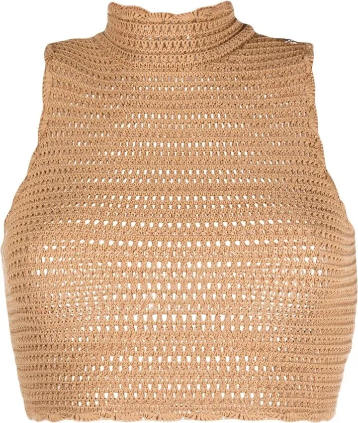 Halterneck Crochet-Knit Crop-Top