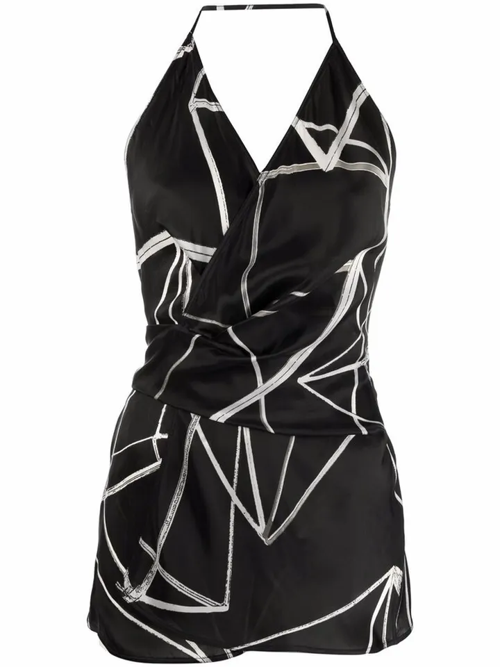 Graphic-Print Halterneck Top