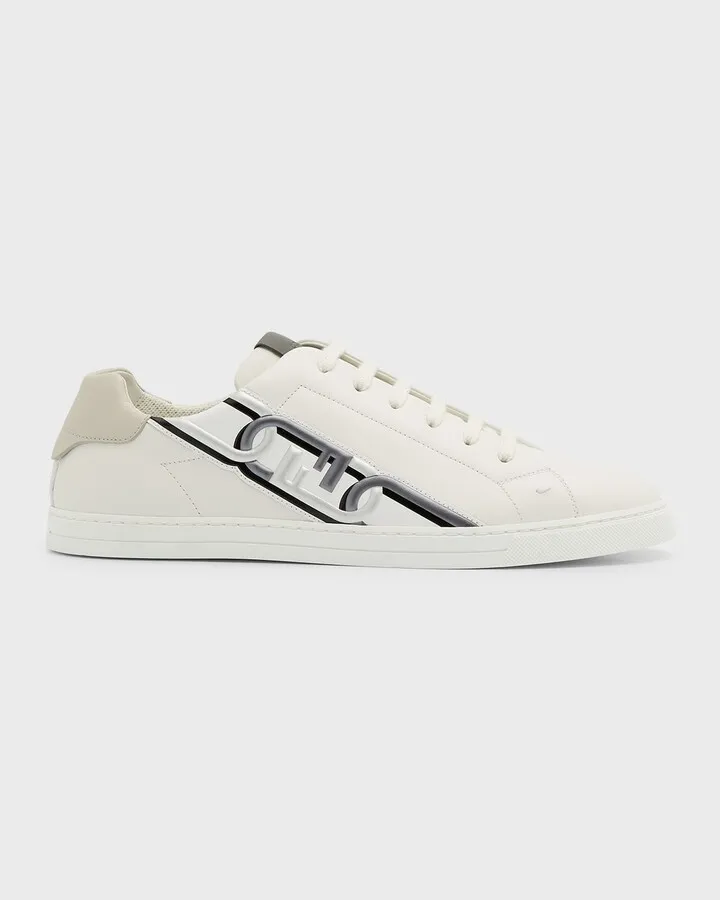 Men's FF-Logo Link Leather Low-Top Sneakers