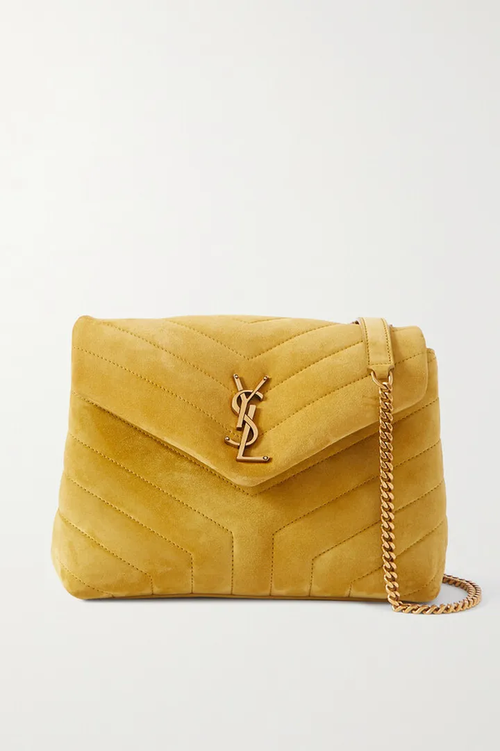 SAINT LAURENT - Loulou Small Quilted Suede Shoulder Bag - Yellow