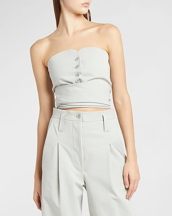Strapless Button-Front Top