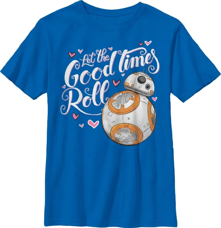 Boy's Star Wars The Force Awakens Valentine BB-8 Good Times Roll T-Shirt - Royal Blue - Large