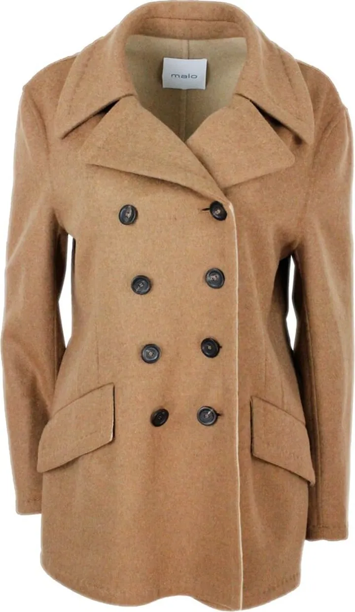 Three-quarter Coat In Wool And Cashmere With Double-breasted Buttoning And Contrasting Tailored Seams.oversize Fit