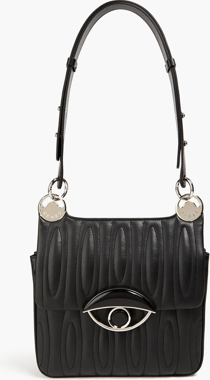 Eye embellished quilted leather shoulder bag
