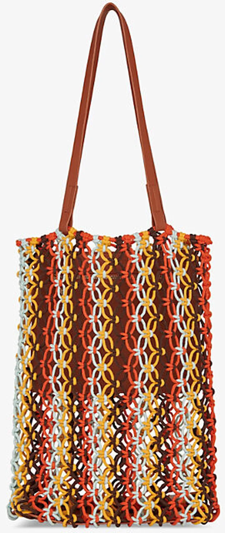 Womens Multi-coloured Chaya Stripe-design Crochet Tote bag