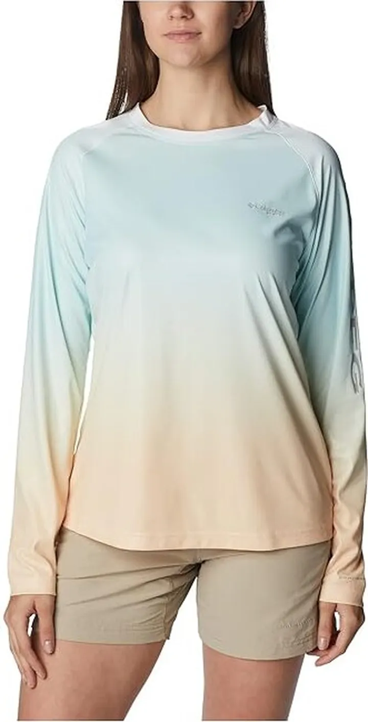 Columbia Printed Tidal Deflector Long Sleeve (Cocoa Butter Gradient) Women's Clothing