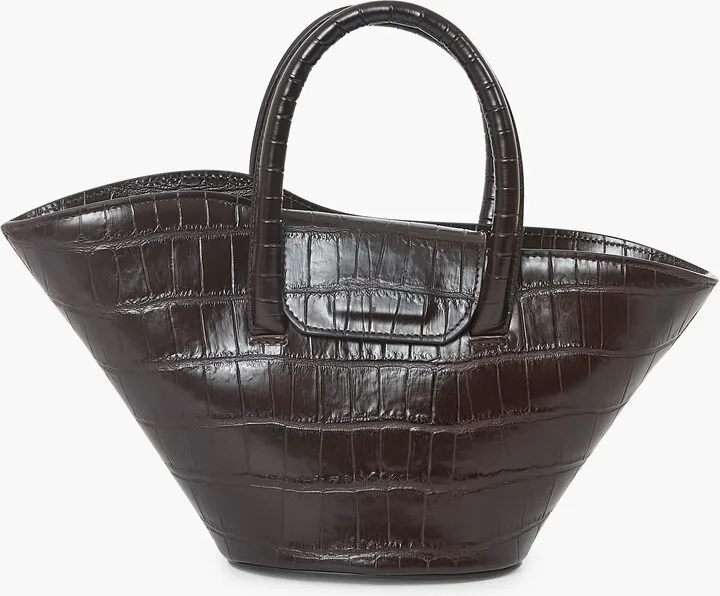 Dark Brown Open Tulip Micro Tote