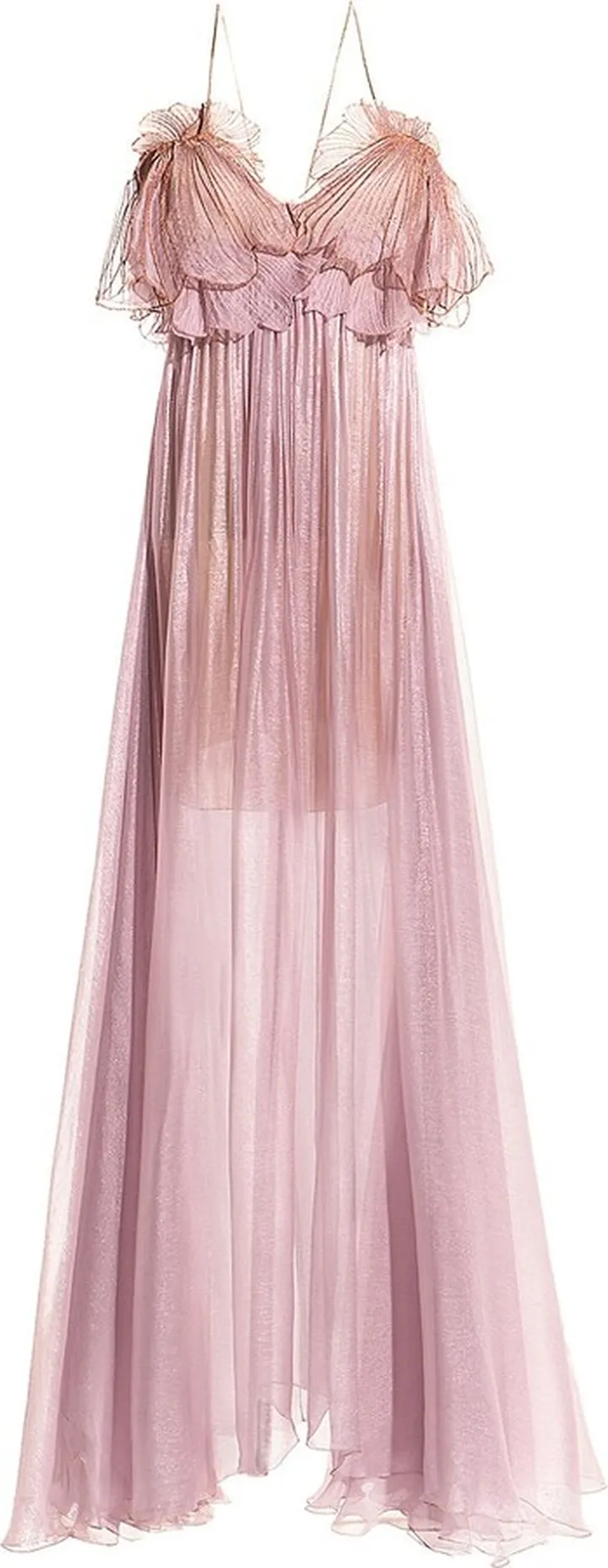 Ivette Metallic Silk Mousseline Dress