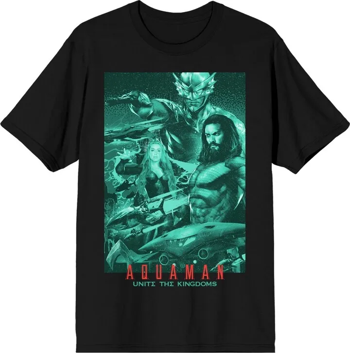 Aquaman Unite The Kingdoms Men’s Black T-shirt-3X-Large