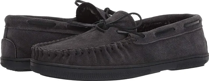 Florsheim Cozzy Moc Toe Tie Slipper (Gray Suede) Men's Slippers