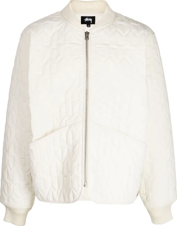 Quilted Zip-Up Bomber Jacket