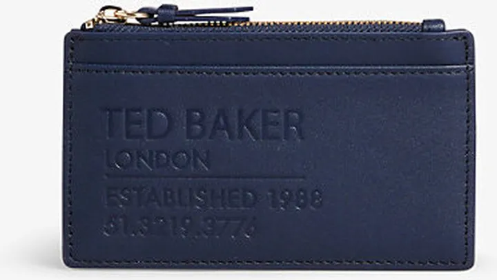 Womens Navy Darcena Brand-debossed Leather Purse