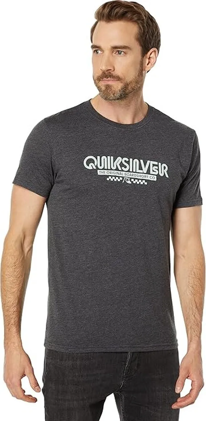 Quiksilver Omni Check Short Sleeve Tee (Charcoal Heather) Men's Clothing