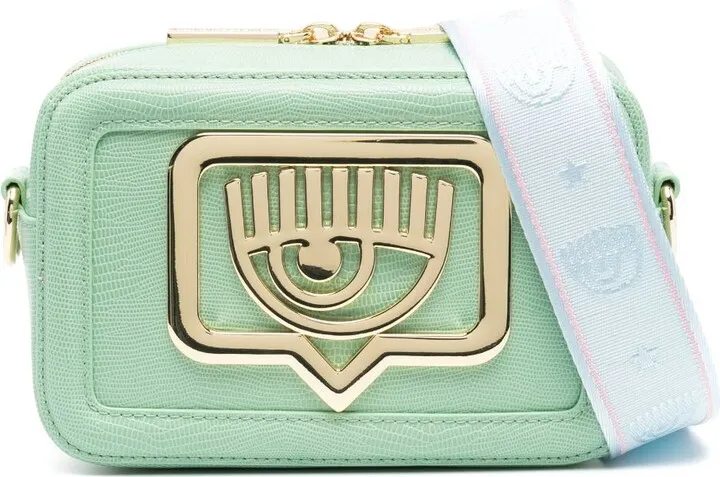 Eyelike-plaque shoulder bag
