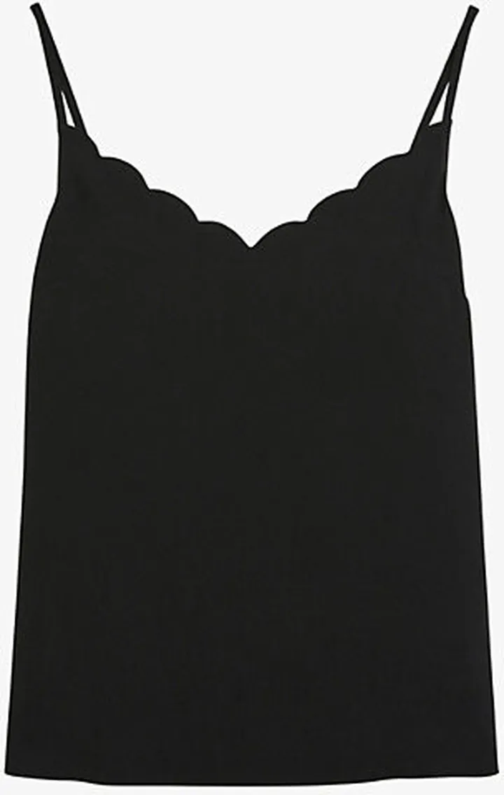 Womens Black Siina Scalloped Woven Cami top