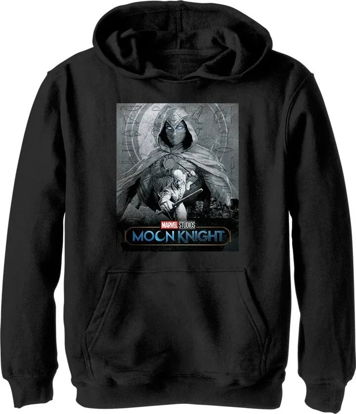 Boy's Marvel: Moon Knight Dual Identity Poster Pull Over Hoodie - Black - Large
