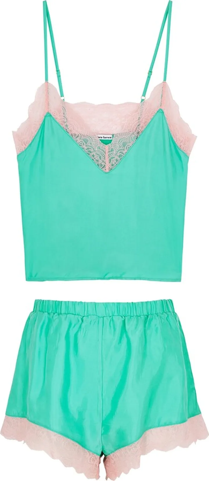Dora Larsen Olla Lace-trimmed Satin Pyjama Set