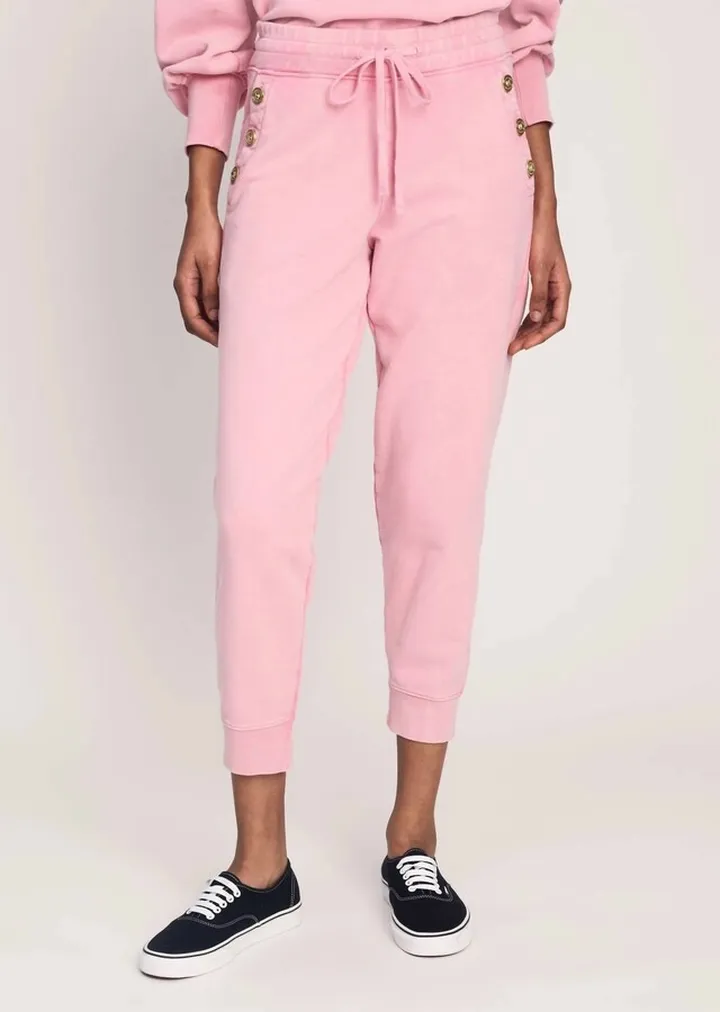 Jax Sweatpant With Sailor Buttons in Pink Lady
