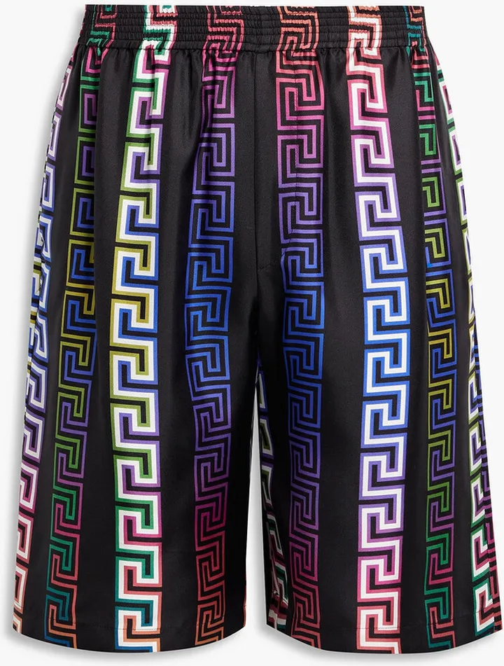 Printed silk-twill shorts