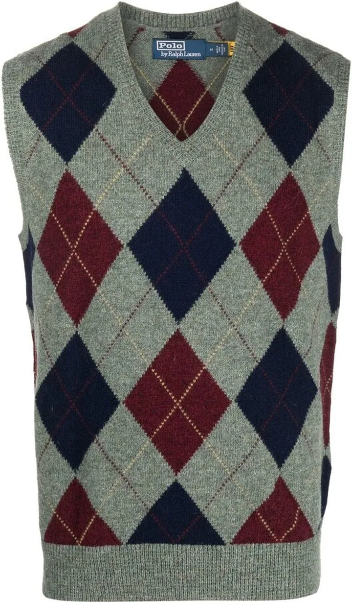 Diamond-Knit Sleeveless Jumper