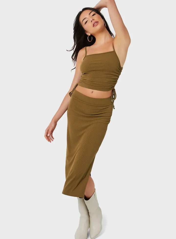 High Waist Ribbed Skirt