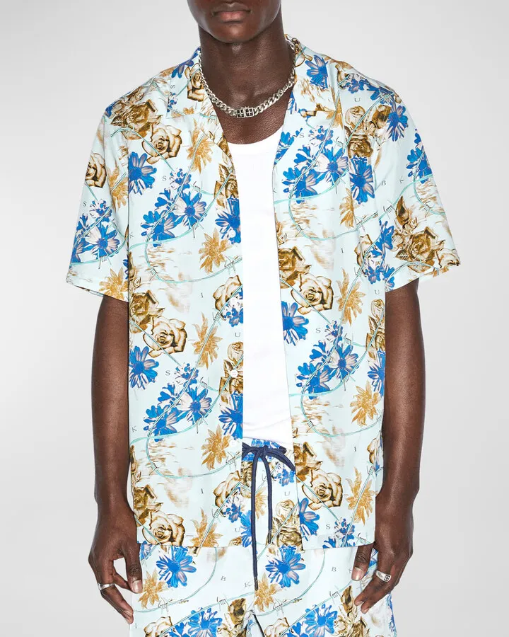 Men's Floral-Print Short Sleeve Shirt