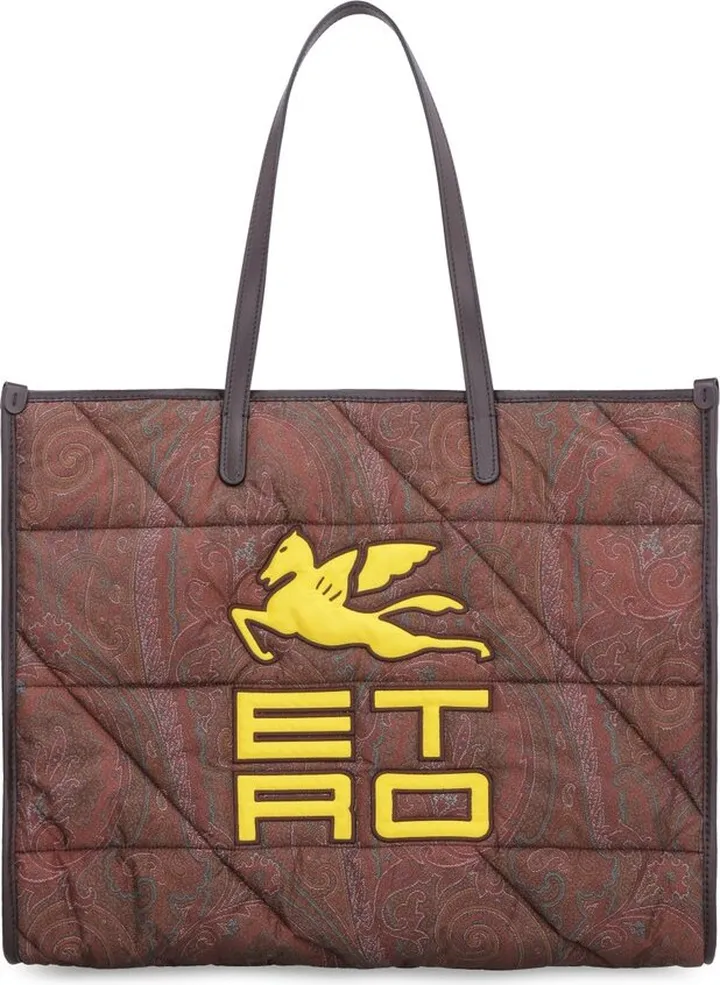 Etro Logo Printed Paisley Pattern Padded Tote Bag