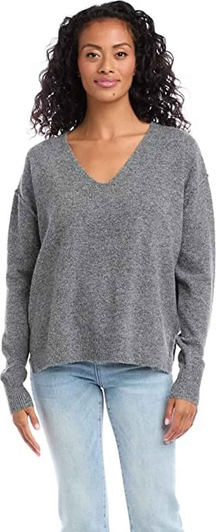 Karen Kane V-Neck Sweater (Dark Gray) Women's Sweater