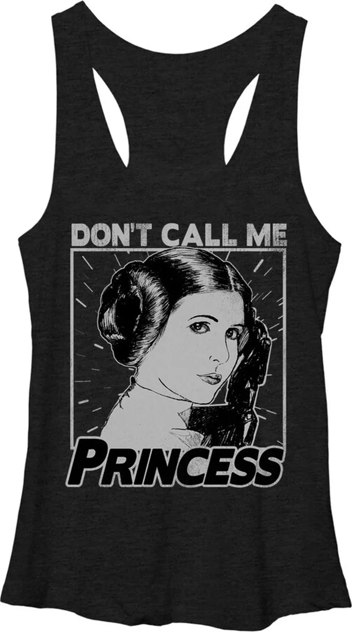 Women's Star Wars Don't Call Me Princess Racerback Tank Top - Black Heather - X Large