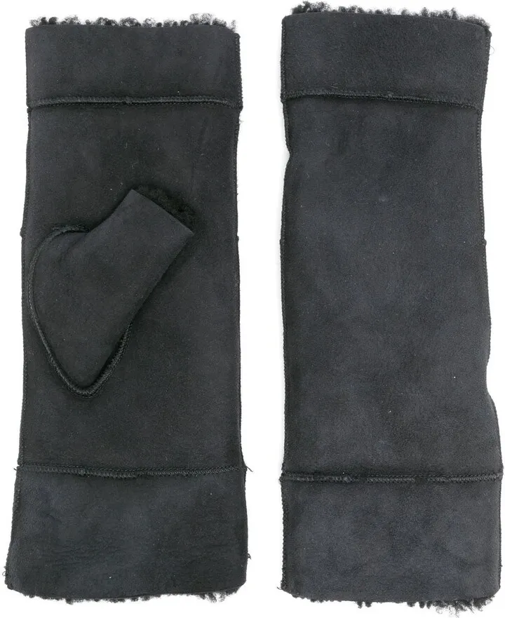 Shearling-Lined Fingerless Gloves