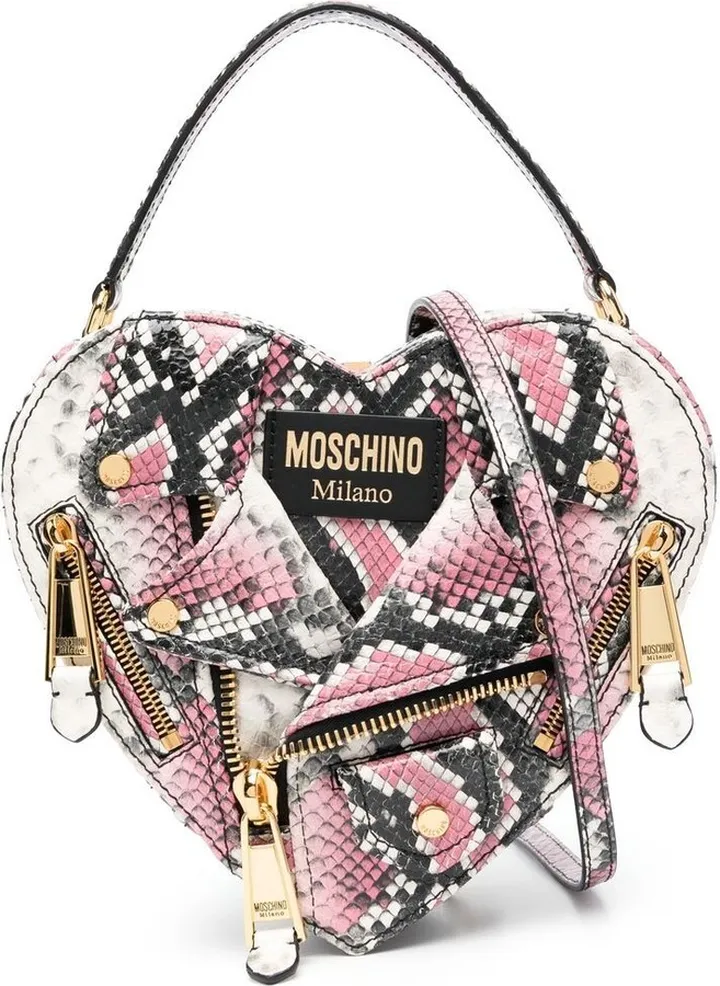 Snakeskin Biker-Jacket Heart Tote Bag