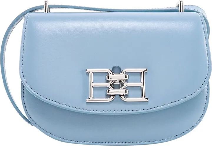 Leather shoulder bag with frontal monogram