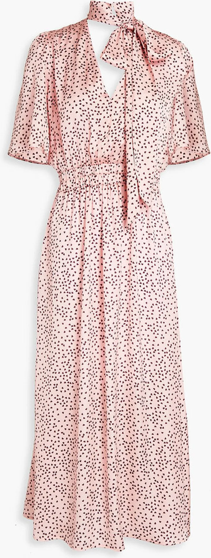 Helen shirred printed satin midi dress