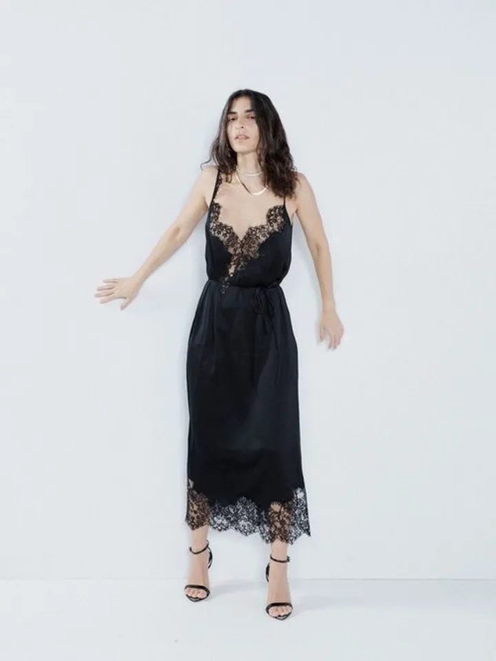 Lace-trim Silk-satin Slip Dress