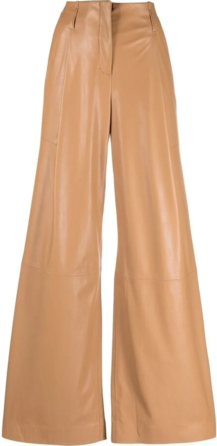 High-Waist Faux-Leather Wide Trousers