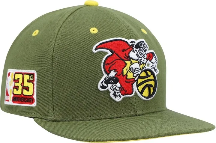 Men's Mitchell & Ness X Lids Olive New York Knicks Dusty 35Th Anniversary Hardwood Classics Fitted Hat