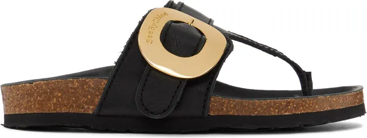 See by Chloé Black Chany Fussbett Thong Sandals