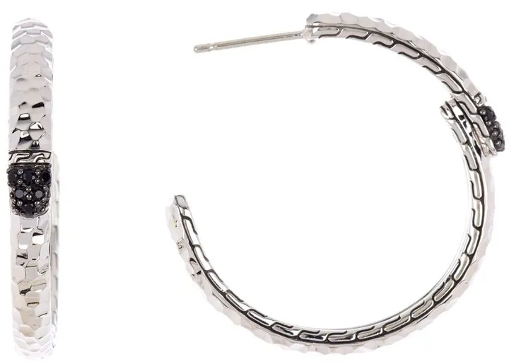 Sterling Silver Classic Chain Medium Hoop Earrings