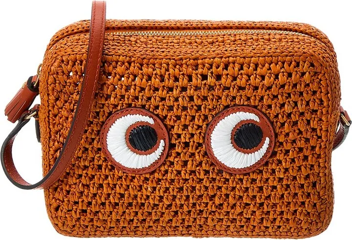 Anya Hindmarch Eyes Mini Raffia Camera Bag