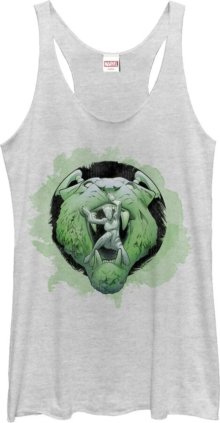 Women's Marvel White Tiger Watercolor Print Racerback Tank Top - White Heather - Small