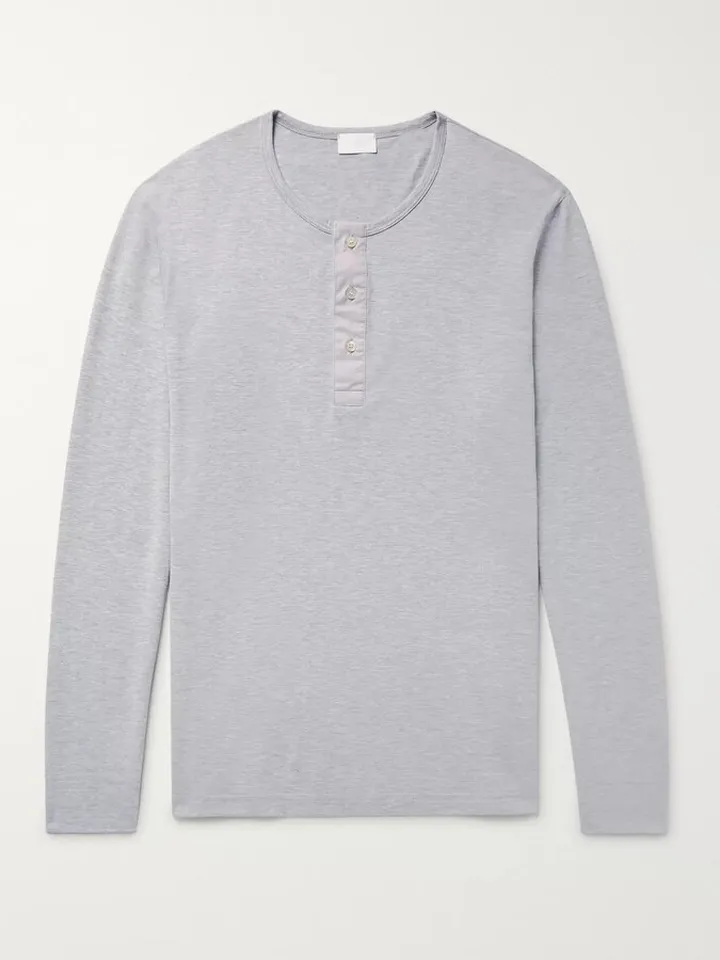 Pima Cotton-Jersey Henley Pyjama Shirt