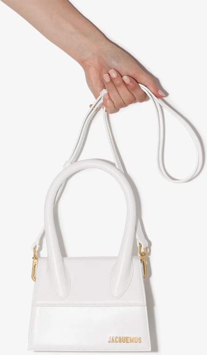 White Le Chiquito Moyen Leather Top Handle Bag